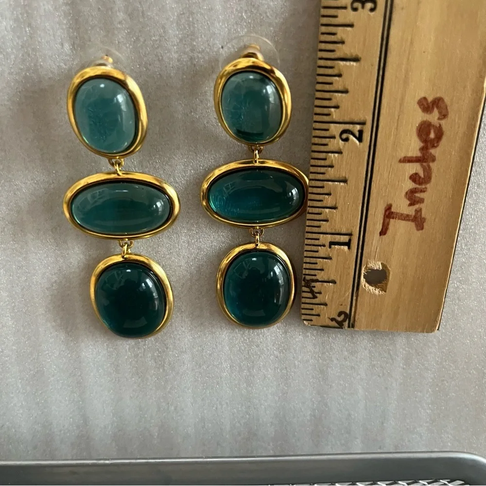 J.Crew Acetate Aqua Blue Drop Earrings - Picture 4 of 6